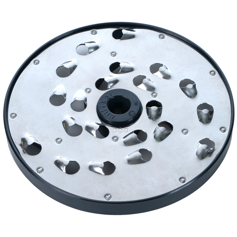Brunner-Anliker 7 1/8" grater disc, No. 000 13 mm, for the GSM5 Star & Anliker L vegetable slicer, top angled view