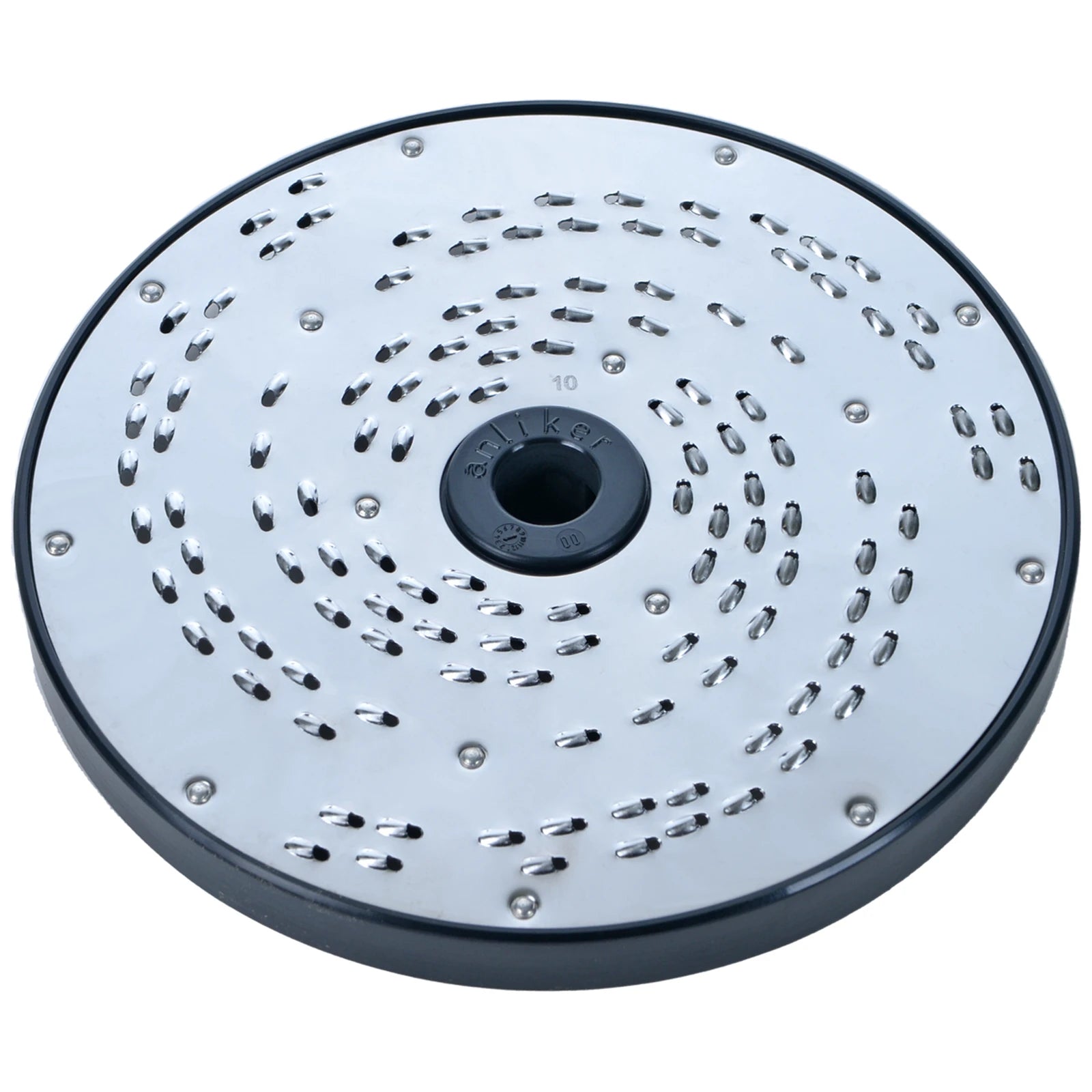 Brunner-Anliker 7 1/8" grater disc, No. 10 2.25 mm, for the GSM5 Star & Anliker L vegetable slicer, top angled view