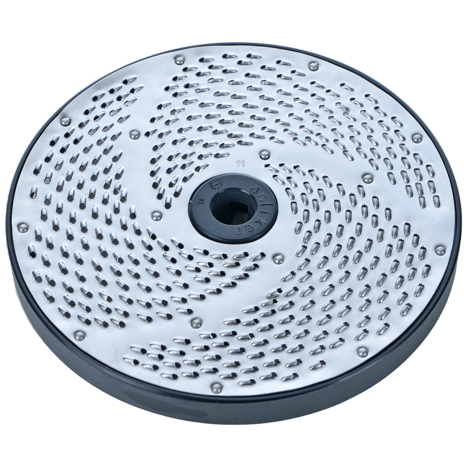 Brunner-Anliker 7 1/8" grater disc, No. 11 2 mm, for the GSM5 Star & Anliker L vegetable slicer, top angled view