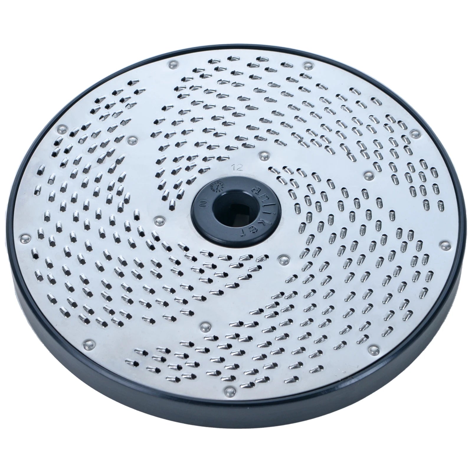 Brunner-Anliker 7 1/8" grater disc, No. 12 1.8 mm, for the GSM5 Star & Anliker L vegetable slicer, top angled view
