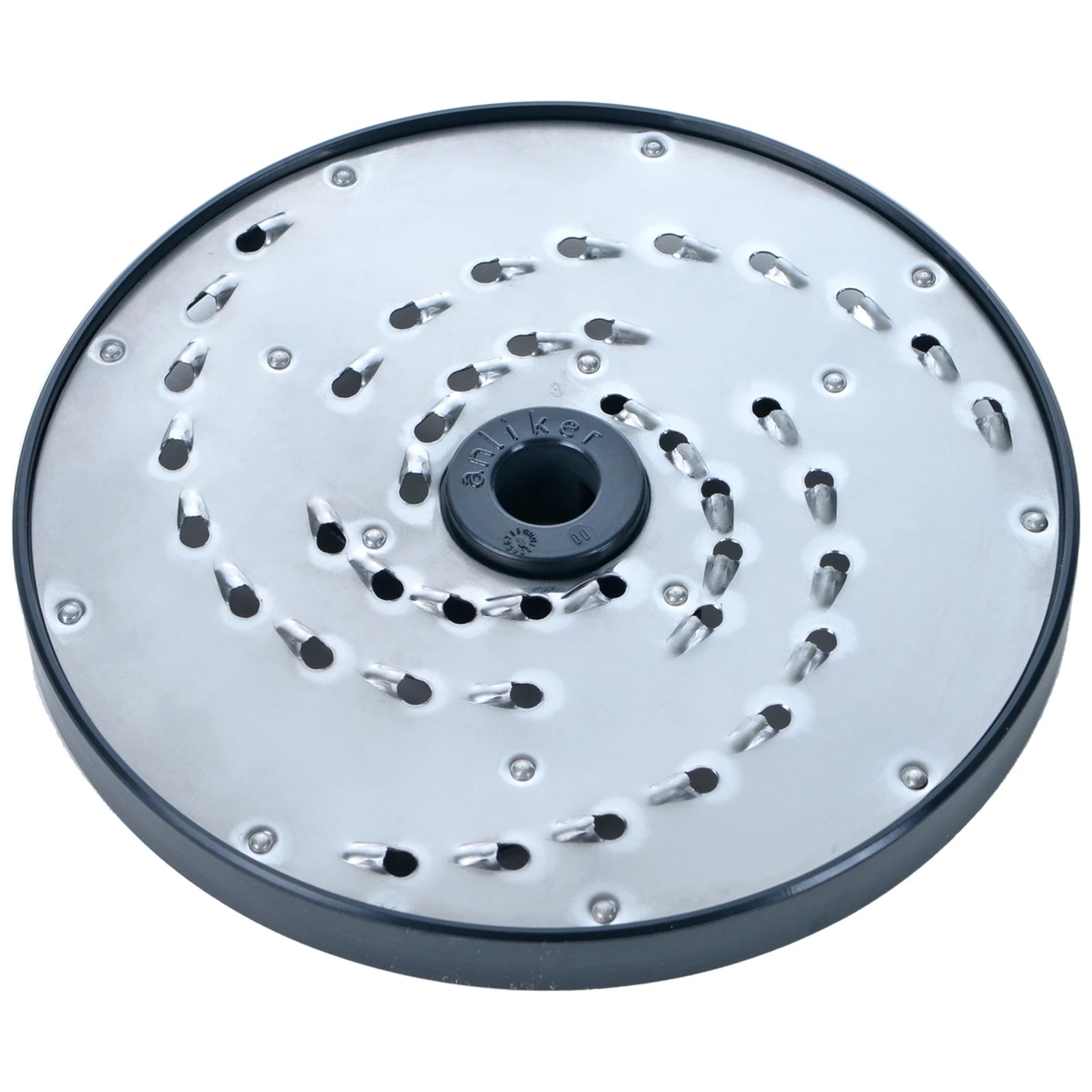 Brunner-Anliker 7 1/8" grater disc, No. 3 5 mm, for the GSM5 Star & Anliker L vegetable slicer, top angled view