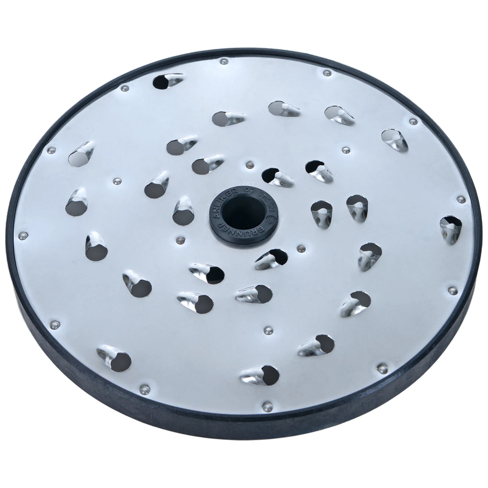 Brunner-Anliker 9 1/2" grater disc, No. 00 11 mm, for the XL-C & XL-C Star vegetable slicer, top angled view