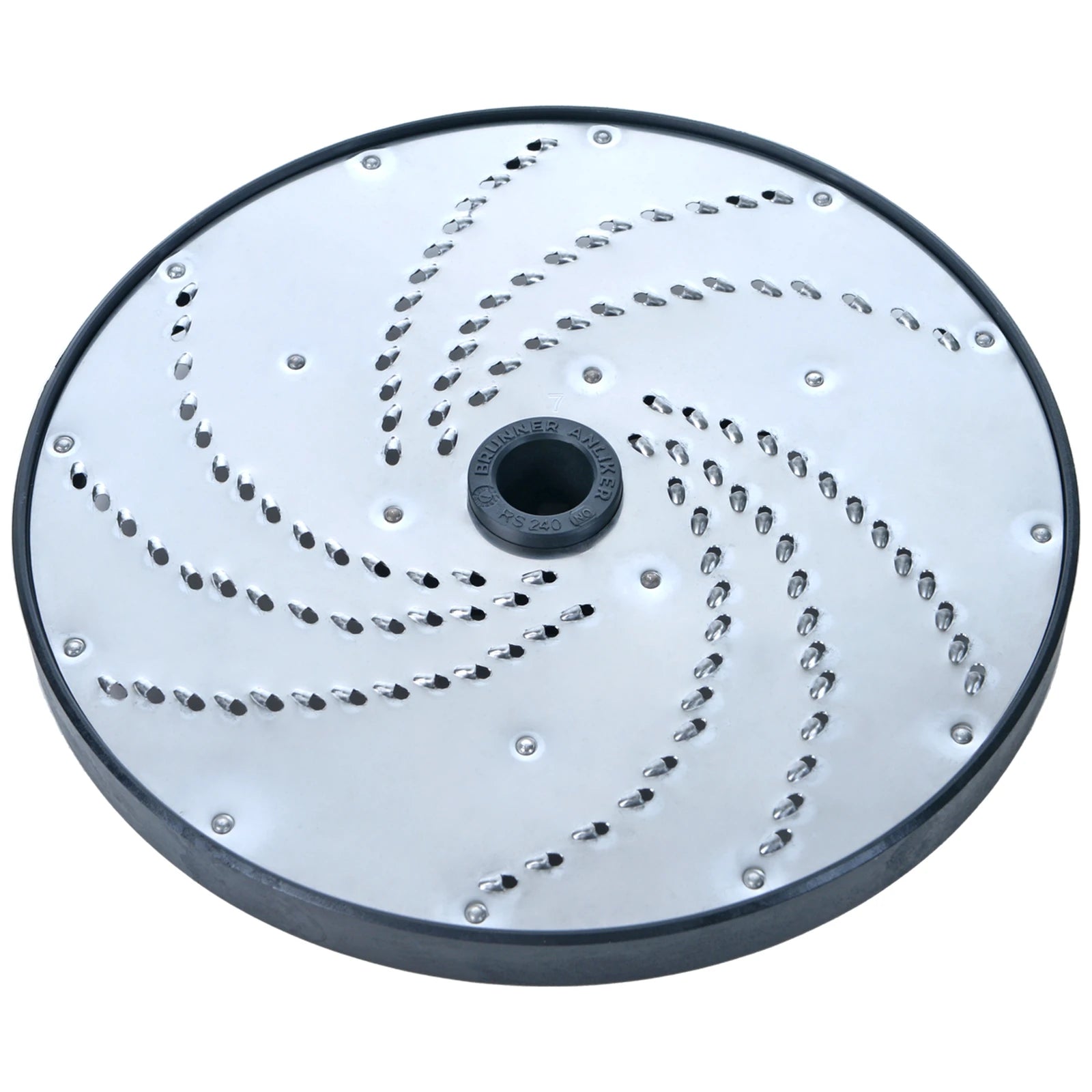 Brunner-Anliker 9 1/2" grater disc, No. 7 3 mm, for the XL-C & XL-C Star vegetable slicer, top angled view