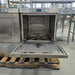 Certified used Hobart LXEH-2 high-temp undercounter dishwasher, close-up of the open door and stainless wash chamber
