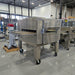 Certified used Lincoln 3240 natural gas single conveyor pizza oven, stainless steel on casters in the warehouse