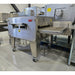 Certified used XLT 2440 natural gas conveyor pizza oven in stainless steel, shown from the opposite side angle