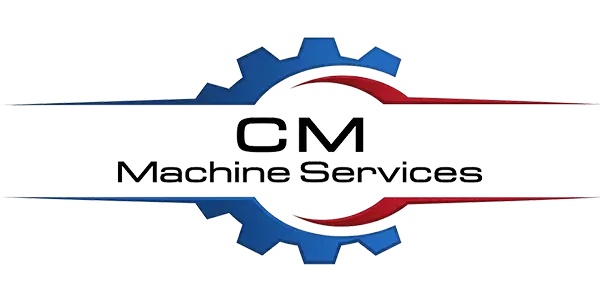 CM Machine Services logo with navy lettering inside a blue gear symbol, an equipment brand on the brands page