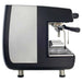 Casadio Nettuno two group espresso machine, side profile showing black side panel, steam wand and group head