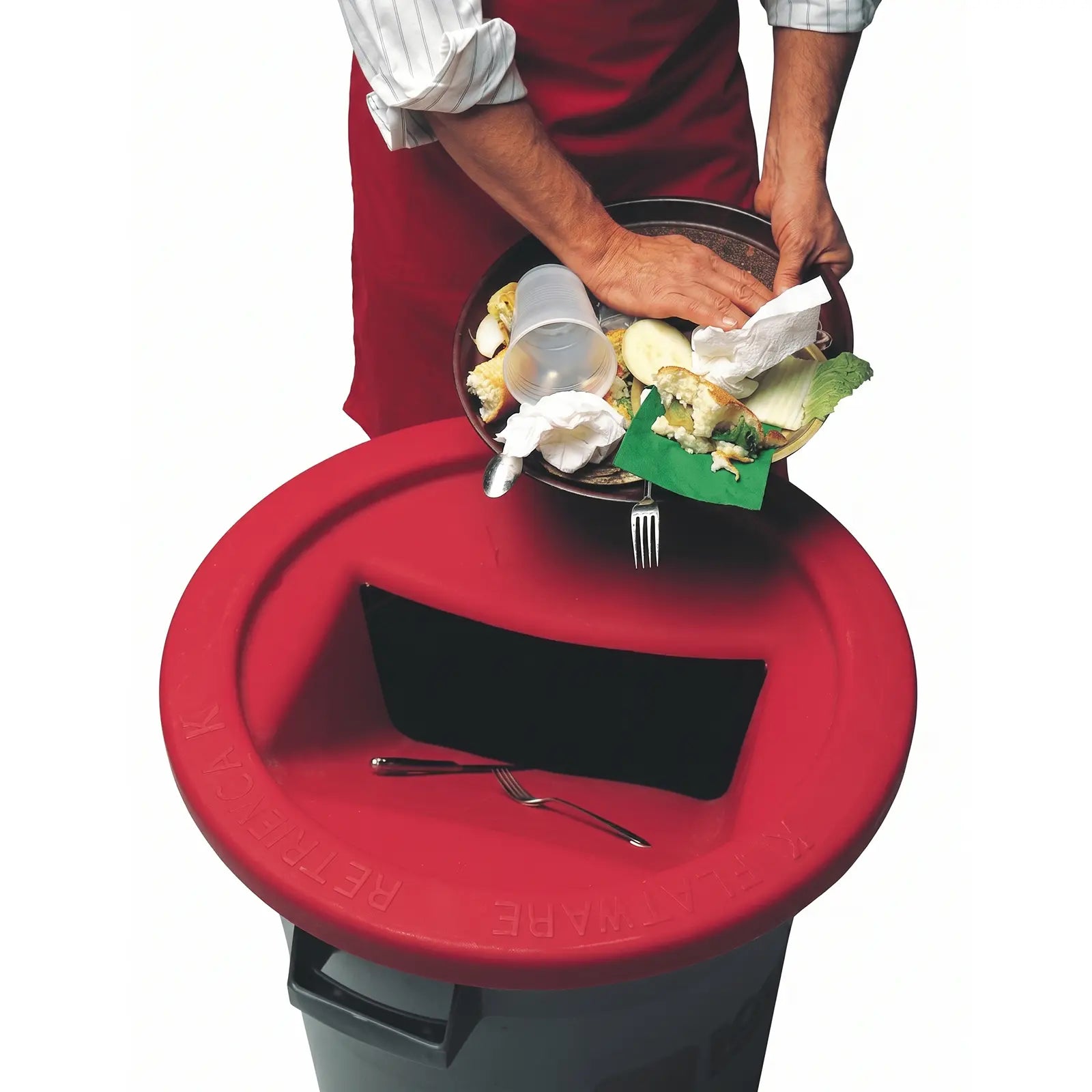 The Chute II Magnetic Flatware Catcher Lid for 32 Gal & 44 Gal Garbage Bins