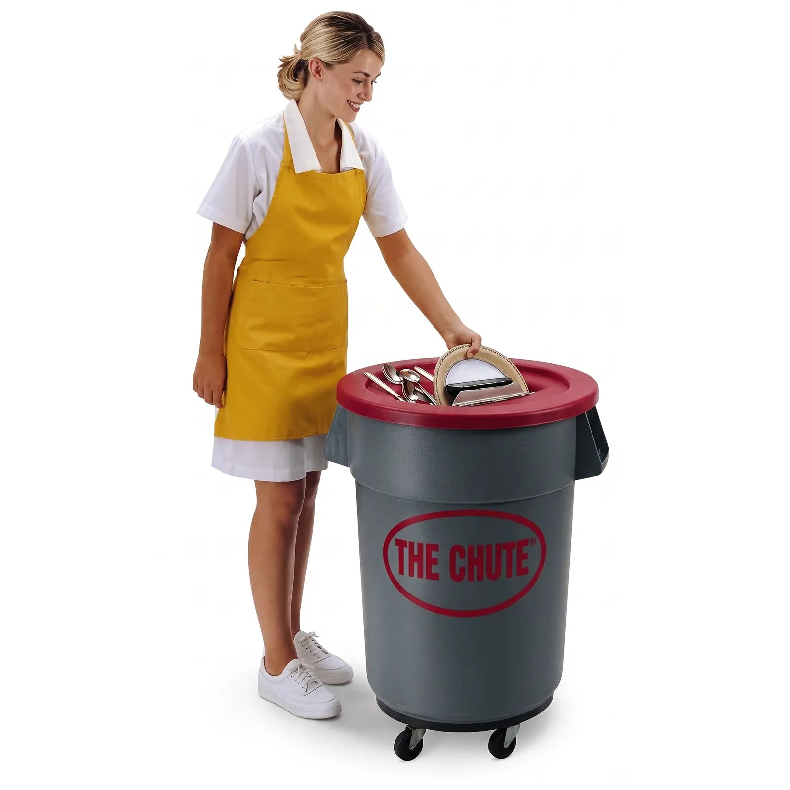 The Chute II Magnetic Flatware Catcher Lid for 32 Gal & 44 Gal Garbage Bins