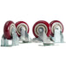 Ciao Bella Quattro wood fired outdoor pizza oven cart casters, set of heavy duty red swivel and fixed wheels