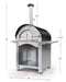 Ciao Bella Quattro wood fired outdoor pizza oven dimension drawing with black dome showing height, width and depth