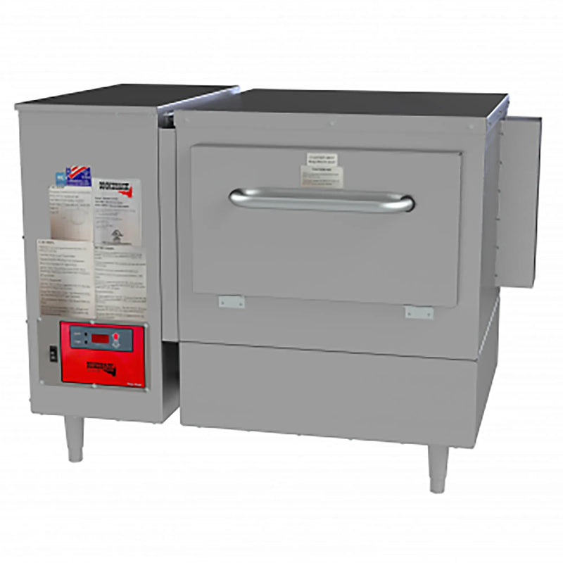 Cookshack PZ400 wood fired single deck countertop pizza oven, 120V, stainless steel with door closed