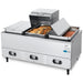 Crown Verity CV-3WHS electric hot dog steamer, stainless steel, loaded with hot dogs and buns