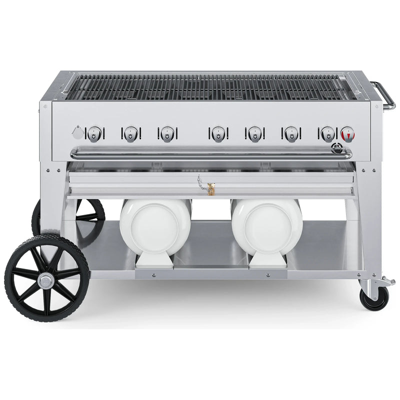 Crown Verity CV-CCB-48 48" Club Series BBQ grill, grill only with open cooking grates, stainless steel, front view