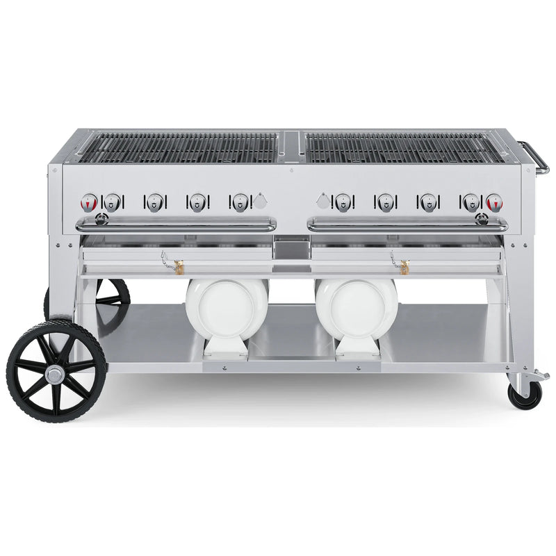 Crown Verity CV-CCB-60 60" Club Series BBQ grill, grill only with open cooking grates, stainless steel, front view