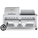 Crown Verity CV-CCB-72RWP 72" Club Series BBQ grill, with roll dome and windguard package, stainless steel, front view