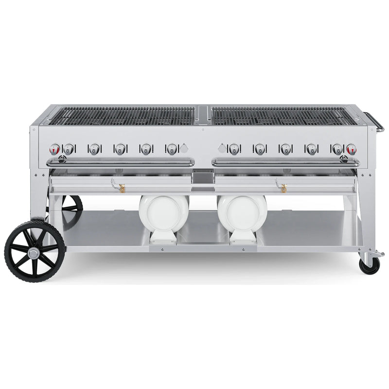Crown Verity CV-CCB-72 72" Club Series BBQ grill, grill only with open cooking grates, stainless steel, front view