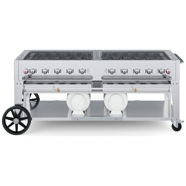 Crown Verity CV-CCB-72 72" Club Series BBQ grill, grill only with open cooking grates, stainless steel, front view