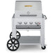 Crown Verity CV-MCB-30RDP 30" mobile BBQ grill, with roll dome package, stainless steel, front view