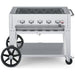 Crown Verity CV-MCB-36 36" stainless steel mobile BBQ grill, grill only with open cooking grates, front view