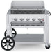 Crown Verity CV-MCB-36WGP 36" stainless steel mobile grill with windguard package, front view