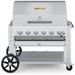 Crown Verity CV-MCB-42RDP-LP 42" mobile BBQ grill, with roll dome package, stainless steel, front view