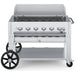Crown Verity CV-MCB-42WGP-LP 42" mobile BBQ grill, with windguard package, stainless steel, front view