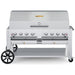 Crown Verity CV-MCB-60-1RDP-LP 60" mobile BBQ grill, with single roll dome package, stainless steel, front view