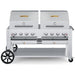Crown Verity CV-MCB-60RDP-LP 60" mobile BBQ grill, with two roll domes package, stainless steel, front view