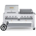 Crown Verity CV-MCB-60RGP-LP 60" mobile BBQ grill, with roll dome and Pro Series griddle package, stainless steel, front view