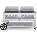 Crown Verity CV-MCB-60WGP-LP 60" mobile BBQ grill, with windguard package, stainless steel, front view