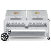 Crown Verity CV-MCB-72RDP-LP 72" mobile BBQ grill, with two roll domes package, stainless steel, front view