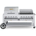 Crown Verity CV-MCB-72RWP-LP 72" mobile BBQ grill, with roll dome and windguard package, stainless steel, front view
