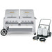 Crown Verity CV-MCC-60RDP 60" mobile grill & propane cart, with two roll domes package, stainless steel, front view
