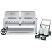 Crown Verity CV-MCC-72RDP 72" mobile grill & propane cart, with two roll domes package, stainless steel, front view