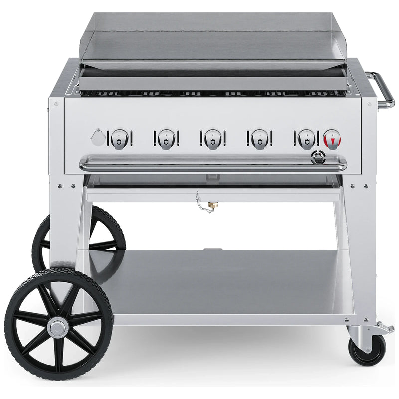 Crown Verity CV-MG-36 36" mobile griddle, stainless steel, front view