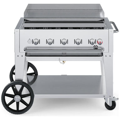 Crown Verity CV-MG-36 36" mobile griddle, stainless steel, front view