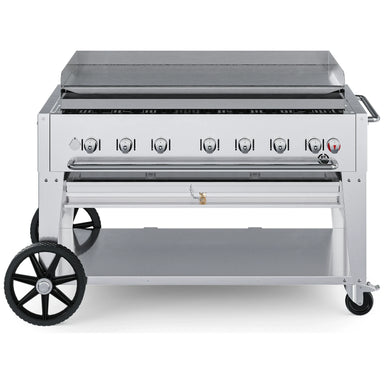 Crown Verity CV-MG-48 48" mobile griddle, stainless steel, front view