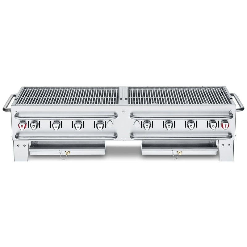 Crown Verity CV-PCB-60 60" portable bbq grill, stainless steel, front view