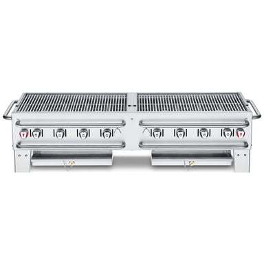 Crown Verity CV-PCB-60 60" portable bbq grill, stainless steel, front view