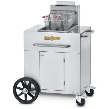 Crown Verity CV-PF-1 single tank outdoor fryer, stainless steel, front view