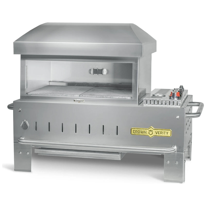 Crown Verity CV-PZ24-TT 24" tabletop pizza oven, stainless steel, front view