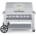 Crown Verity CV-RCB-48RDP 48" rental BBQ grill, with roll dome package, stainless steel, front view