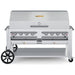 Crown Verity CV-RCB-60-1RDP 60" rental BBQ grill, with single roll dome package, stainless steel, front view