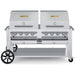 Crown Verity CV-RCB-60RDP 60" rental BBQ grill, with two roll domes package, stainless steel, front view