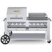 Crown Verity CV-RCB-60RGP 60" rental BBQ grill, with roll dome and Pro Series griddle package, stainless steel, front view
