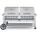 Crown Verity CV-RCB-72RDP 72" rental BBQ grill, with two roll domes package, stainless steel, front view