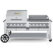 Crown Verity CV-RCB-72RGP 72" rental BBQ grill, with roll dome and Pro Series griddle package, stainless steel, front view