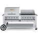 Crown Verity CV-RCB-72RWP 72" rental BBQ grill, with roll dome and windguard package, stainless steel, front view